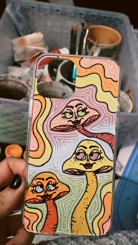 hand painted mushroom case